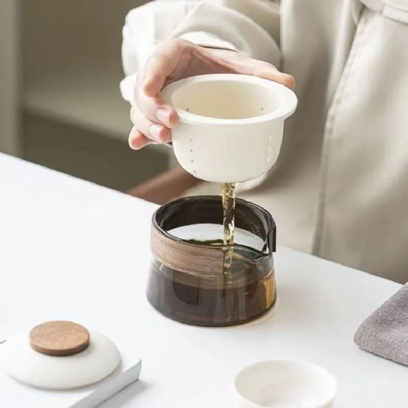 Teapot and Tea Cup Set Kit Household Tea Making Travel Tea Set Outdoor Portable Bag Chinese Tea Set Supplies 1 Bowl 3 Cup