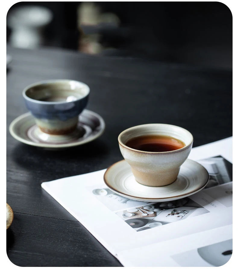 Chinese Retro Coffee Cups and Saucers Concentrated Latte Flower Cups Ceramic Cups Creative Coffee Cups Household Tea Sets