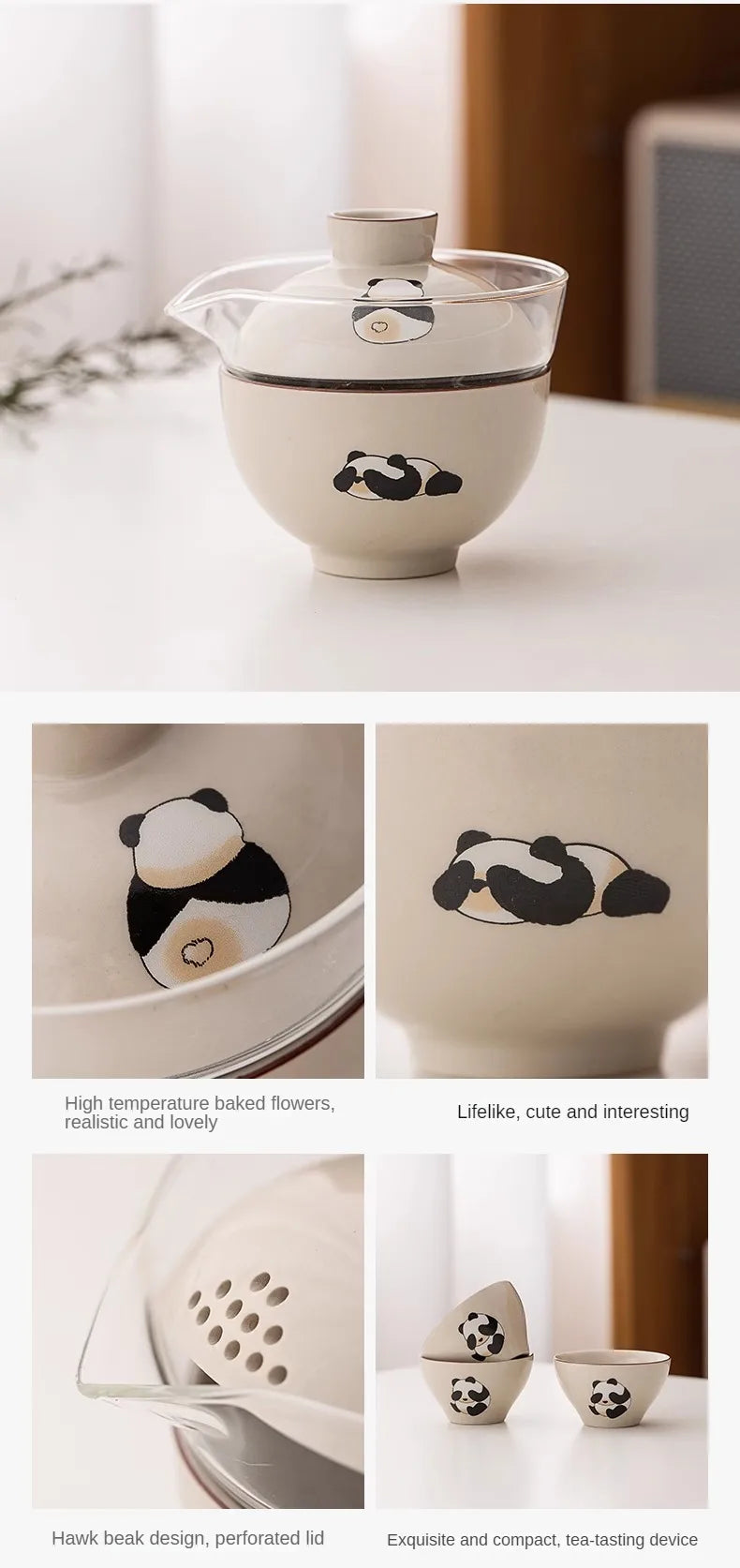 Travel Cute Little Panda Tea Pot Quick Cup Tea Set