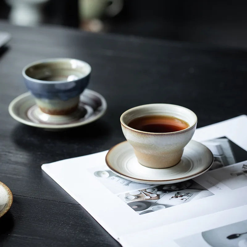 Chinese Retro Coffee Cups and Saucers Concentrated Latte Flower Cups Ceramic Cups Creative Coffee Cups Household Tea Sets