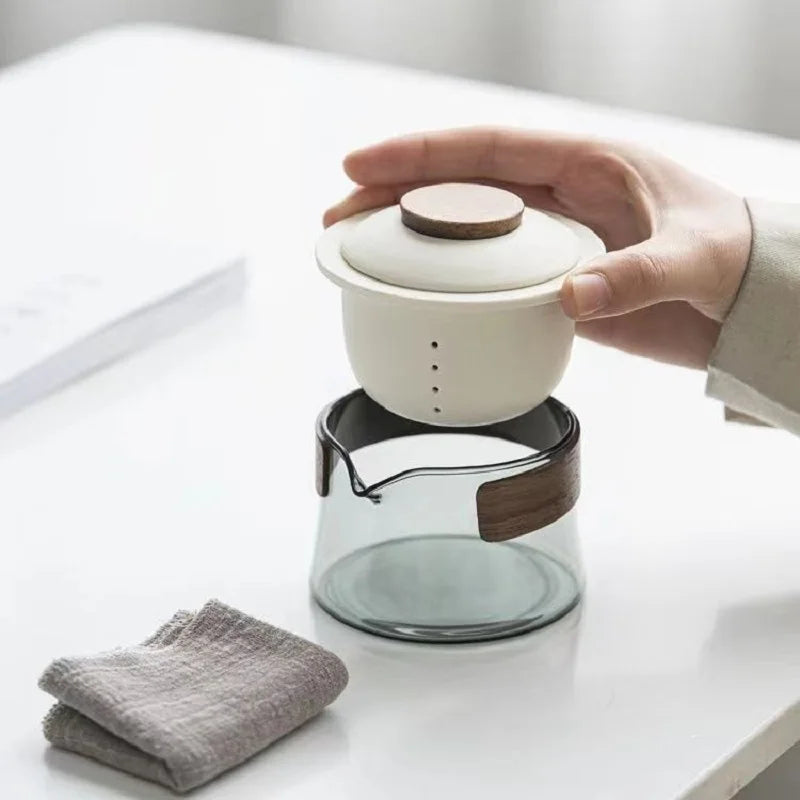 Teapot and Tea Cup Set Kit Household Tea Making Travel Tea Set Outdoor Portable Bag Chinese Tea Set Supplies 1 Bowl 3 Cup