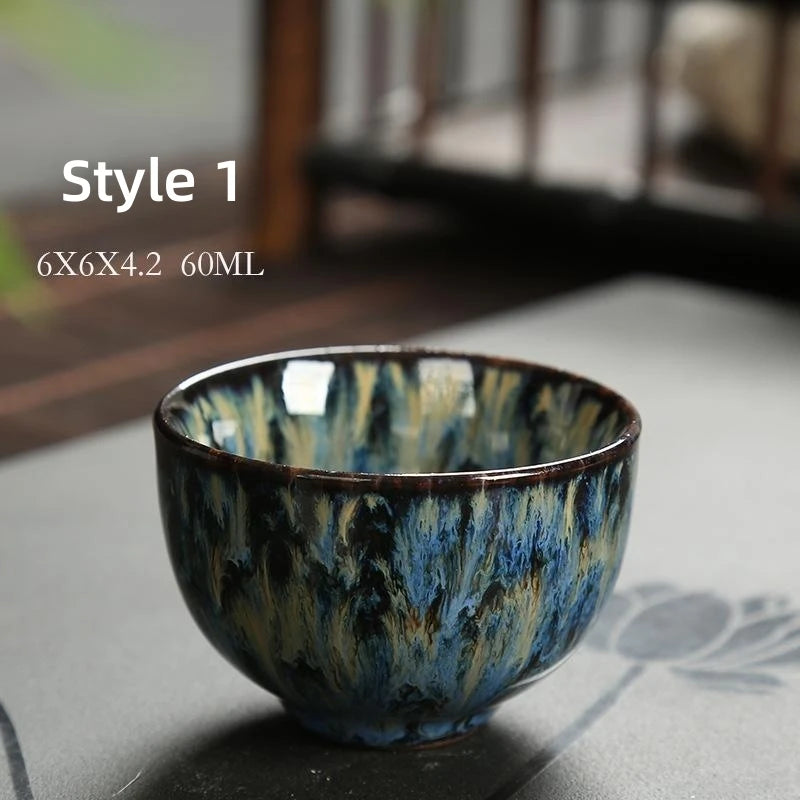 1pcs Mini Tea Bowl Kiln Transformation Ceramic Tea Cup Chinese Kung Fu Teacup Espresso Coffee Cups Household Afternoon Teacups