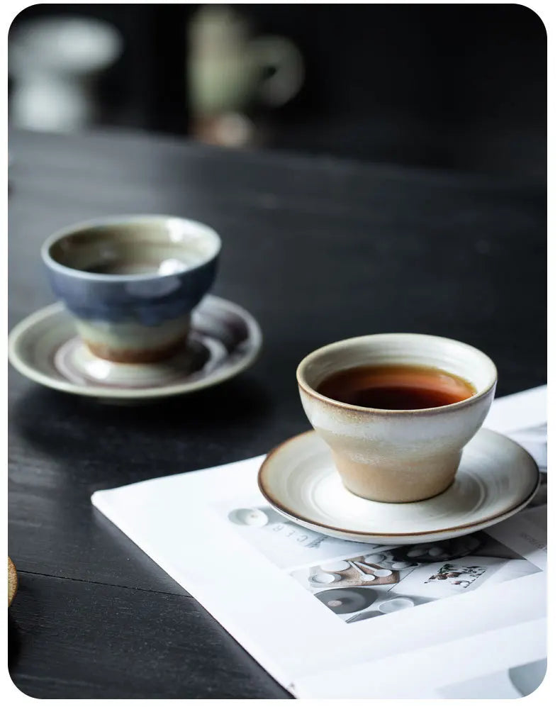 Chinese Retro Coffee Cups and Saucers Concentrated Latte Flower Cups Ceramic Cups Creative Coffee Cups Household Tea Sets