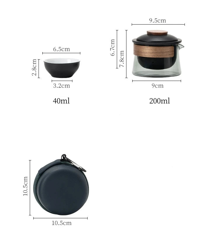 Teapot and Tea Cup Set Kit Household Tea Making Travel Tea Set Outdoor Portable Bag Chinese Tea Set Supplies 1 Bowl 3 Cup