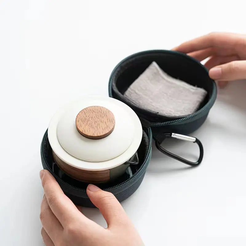 Teapot and Tea Cup Set Kit Household Tea Making Travel Tea Set Outdoor Portable Bag Chinese Tea Set Supplies 1 Bowl 3 Cup