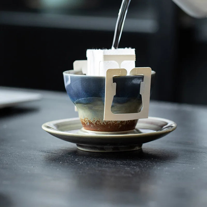 Chinese Retro Coffee Cups and Saucers Concentrated Latte Flower Cups Ceramic Cups Creative Coffee Cups Household Tea Sets