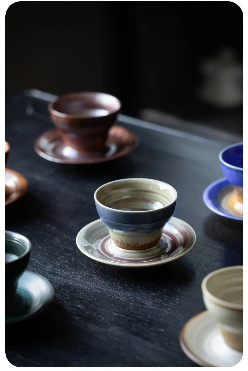 Chinese Retro Coffee Cups and Saucers Concentrated Latte Flower Cups Ceramic Cups Creative Coffee Cups Household Tea Sets