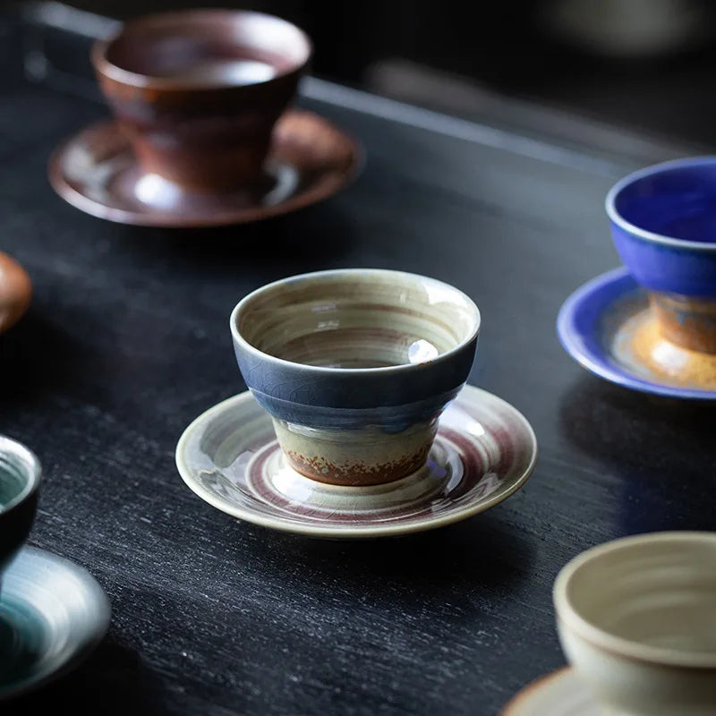 Chinese Retro Coffee Cups and Saucers Concentrated Latte Flower Cups Ceramic Cups Creative Coffee Cups Household Tea Sets