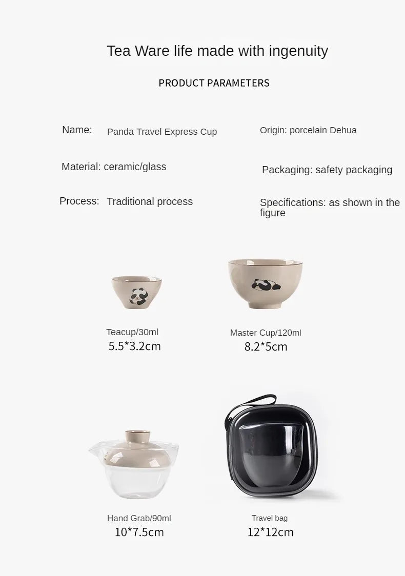 Travel Cute Little Panda Tea Pot Quick Cup Tea Set