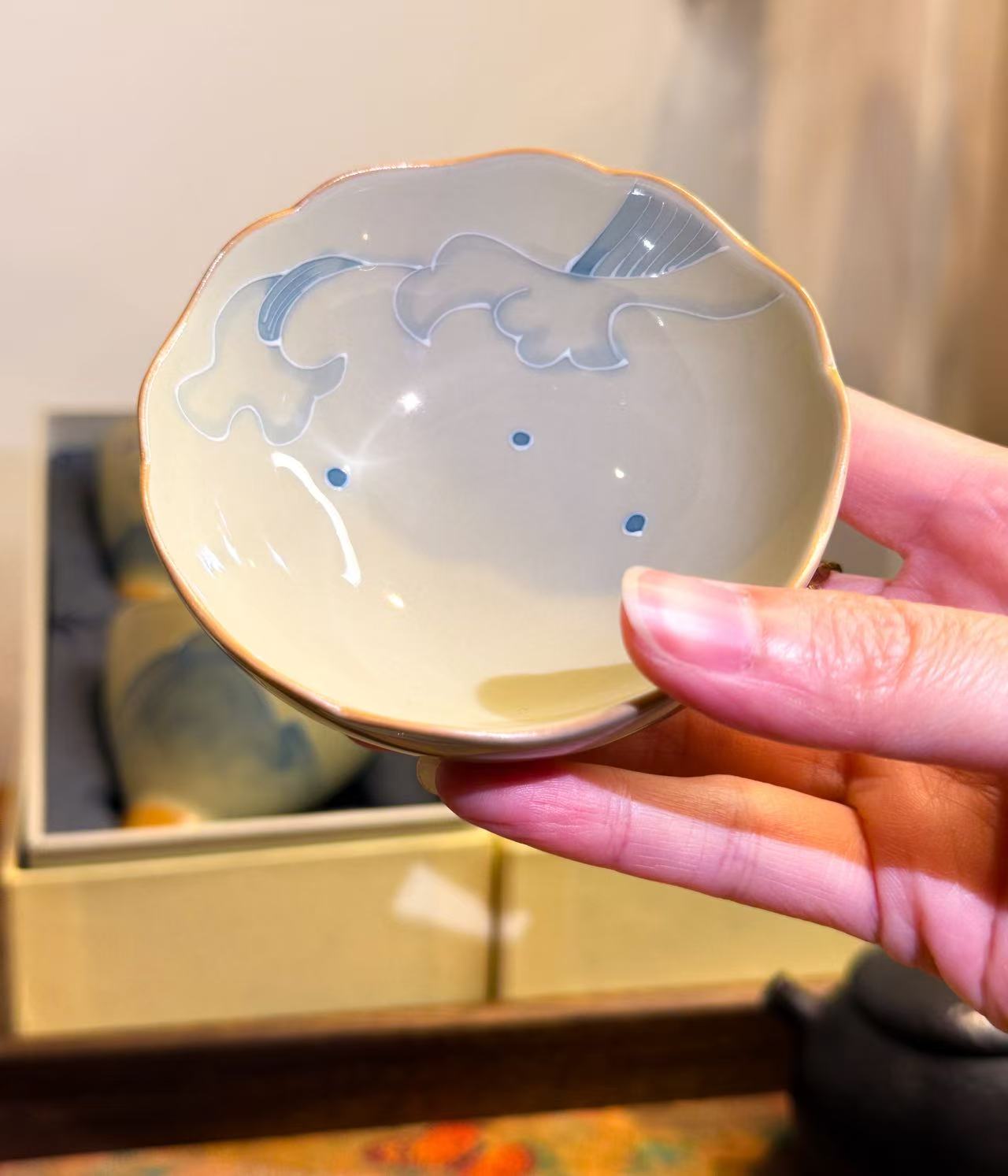 Mountains and Seas Hand-painted pair cups -- Wide Rim Cup