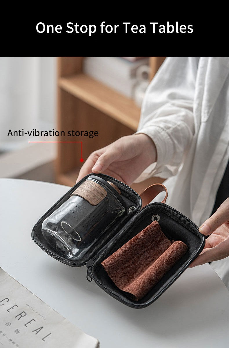 Retro Black Pottery Tea Set 1 Pot 3 Cups High Temperature Resistant Ceramic Travel Teaware With Carring Case Tea Set Accessories
