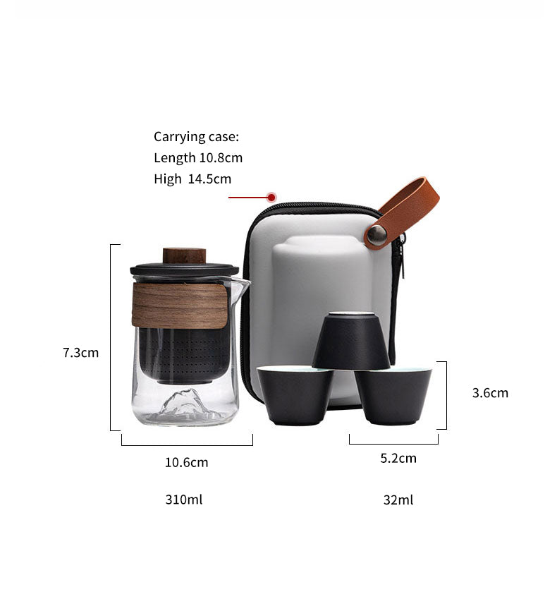 Retro Black Pottery Tea Set 1 Pot 3 Cups High Temperature Resistant Ceramic Travel Teaware With Carring Case Tea Set Accessories