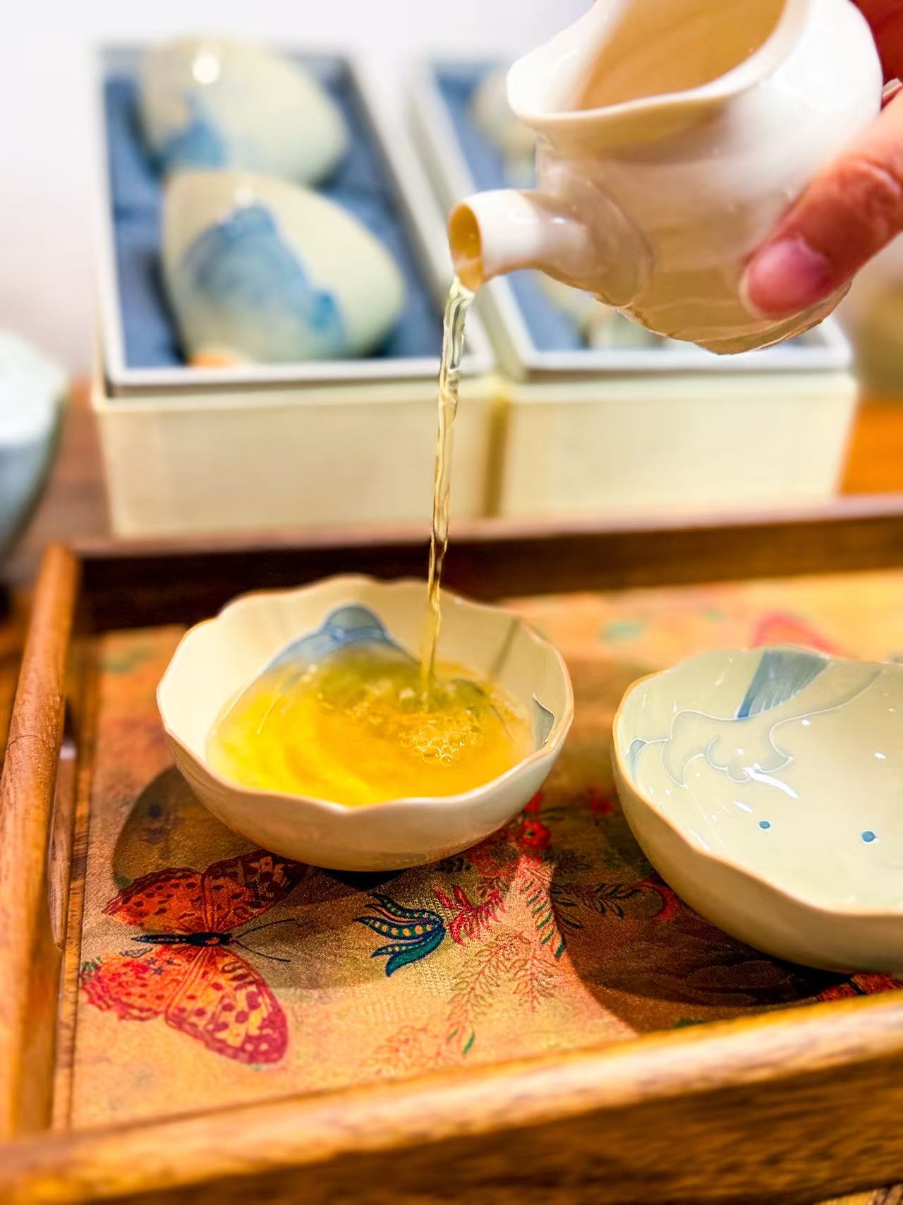 Mountains and Seas Hand-painted pair cups -- Wide Rim Cup