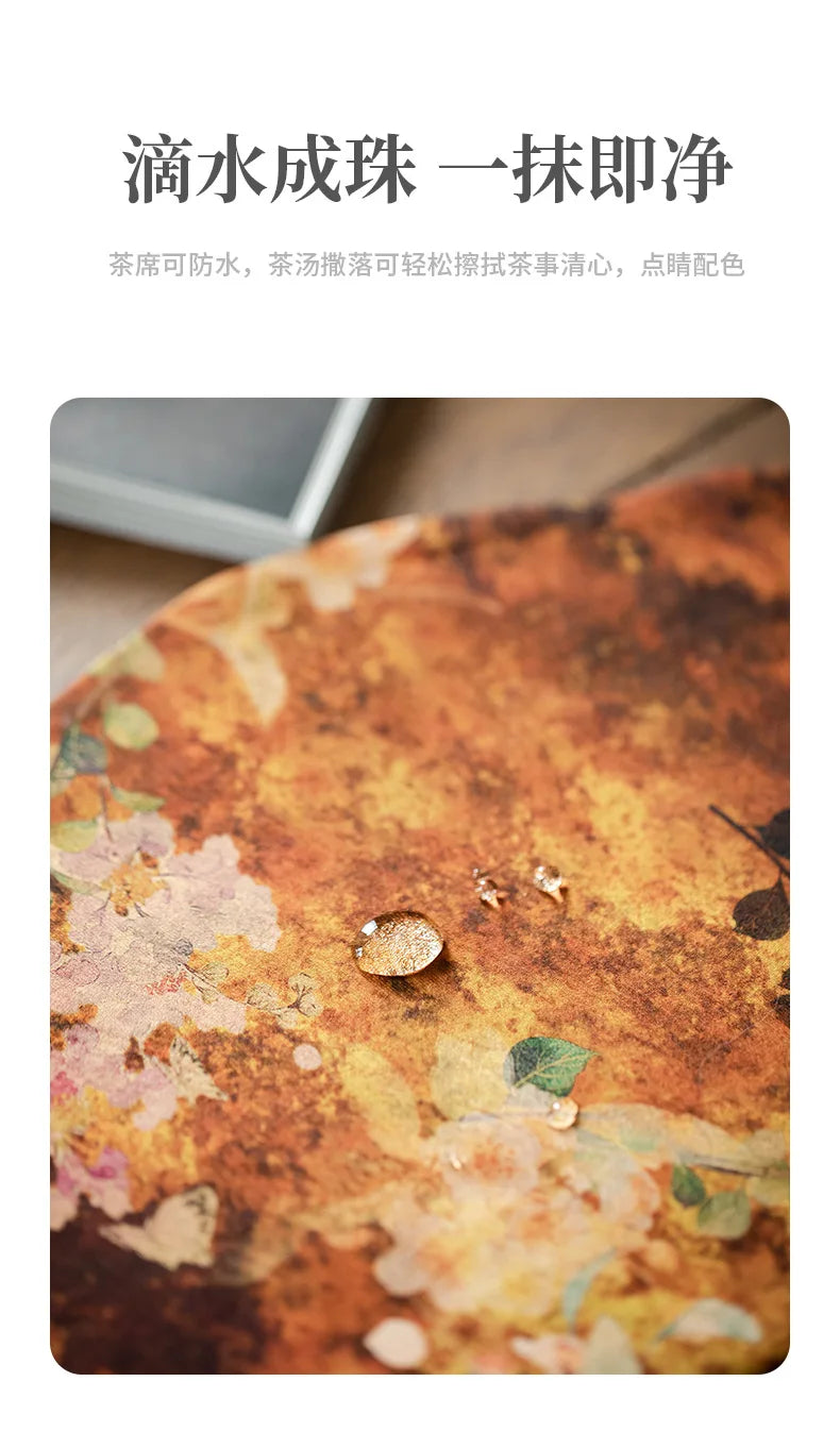 Chinese Juan Silk Watered Gauze Tea Table Mats Cloud Double Sided Absorbent Clay Tea Mat Waterproof Tea Table Cloth Tea Services