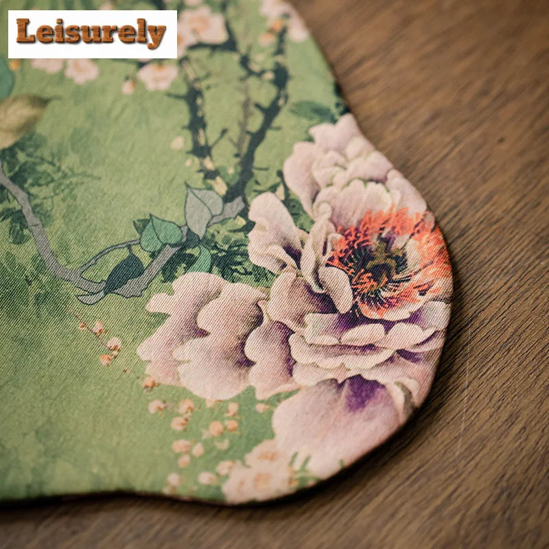 Chinese Juan Silk Watered Gauze Tea Table Mats Cloud Double Sided Absorbent Clay Tea Mat Waterproof Tea Table Cloth Tea Services
