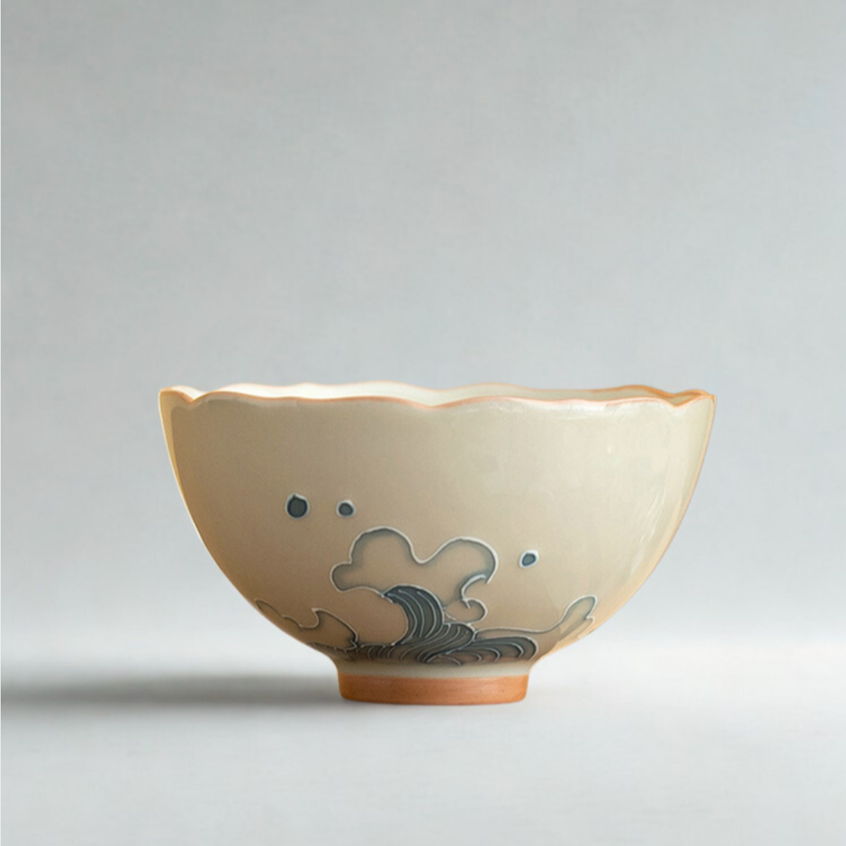 Mountains and Seas Hand-painted pair cups -- Floral Rim Cup