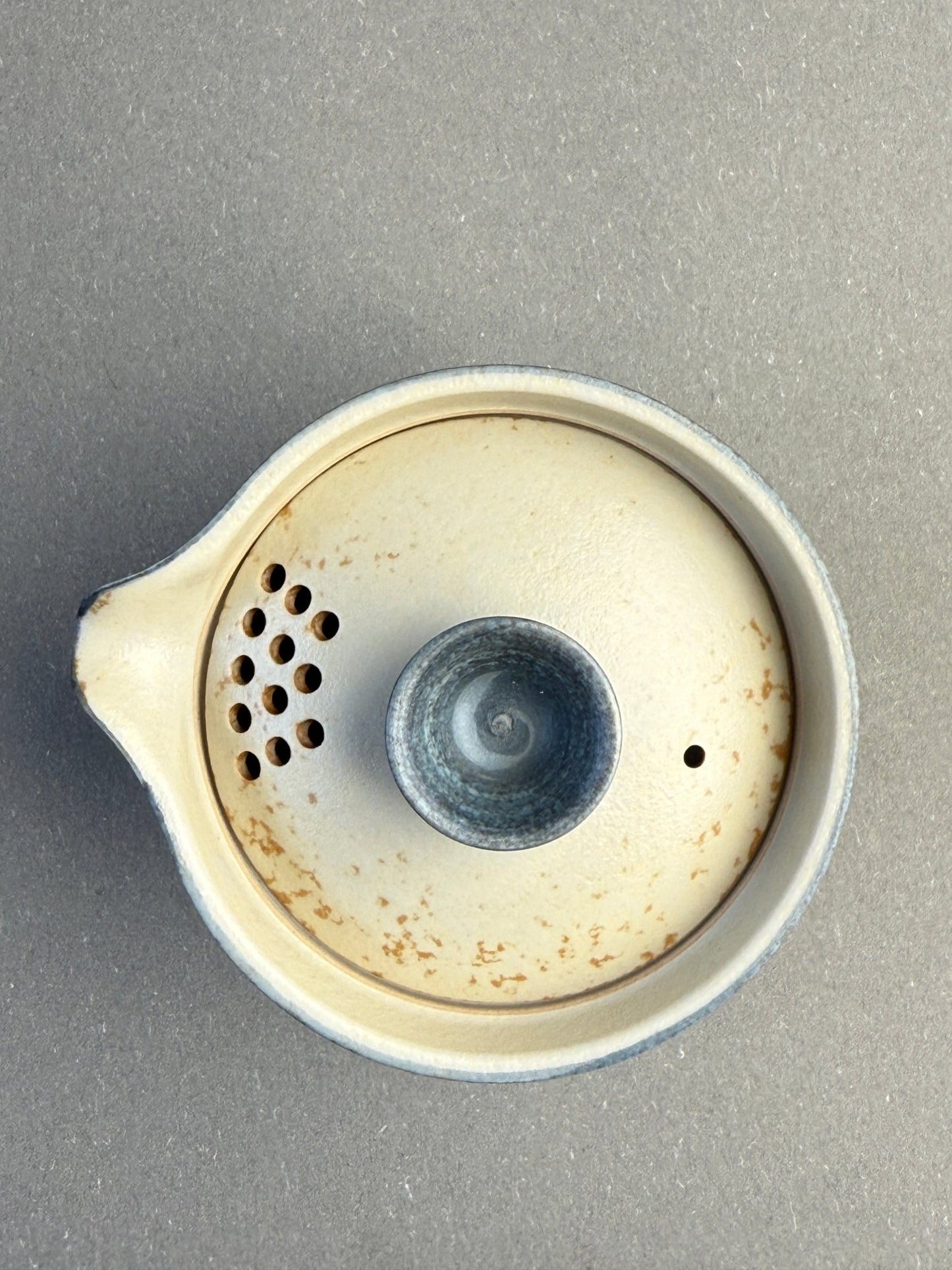 Blue - Grey Relief Lotus Petal Portable Tea Set - Moonlight Friday