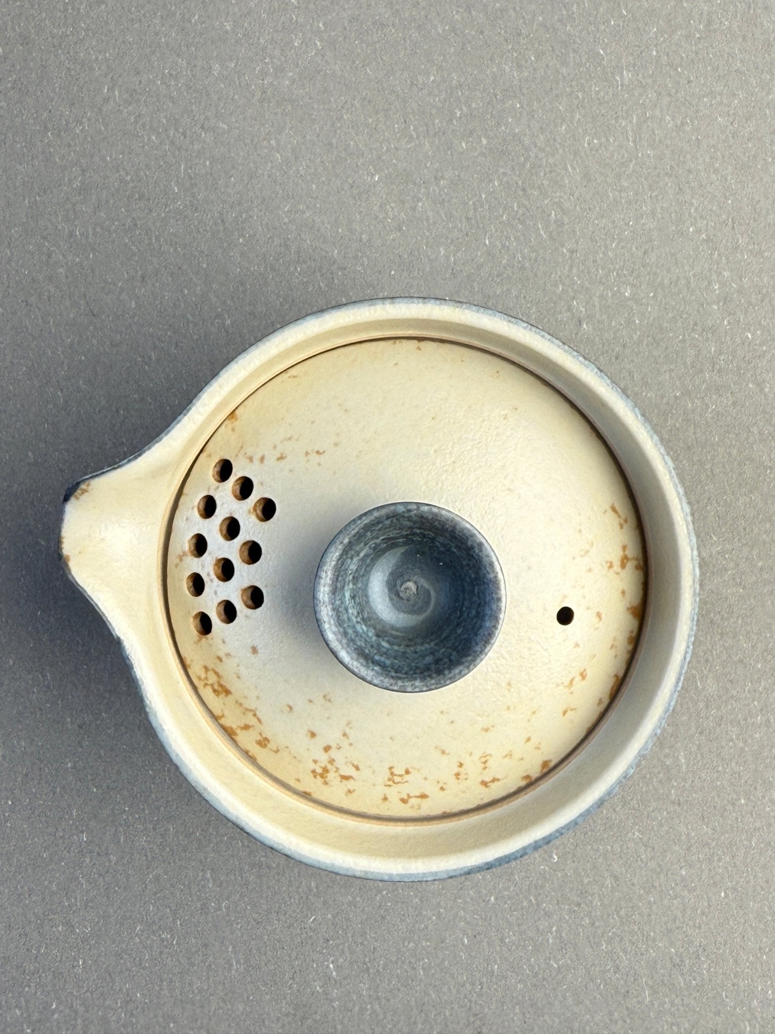 Blue - Grey Relief Lotus Petal Portable Tea Set - Moonlight Friday