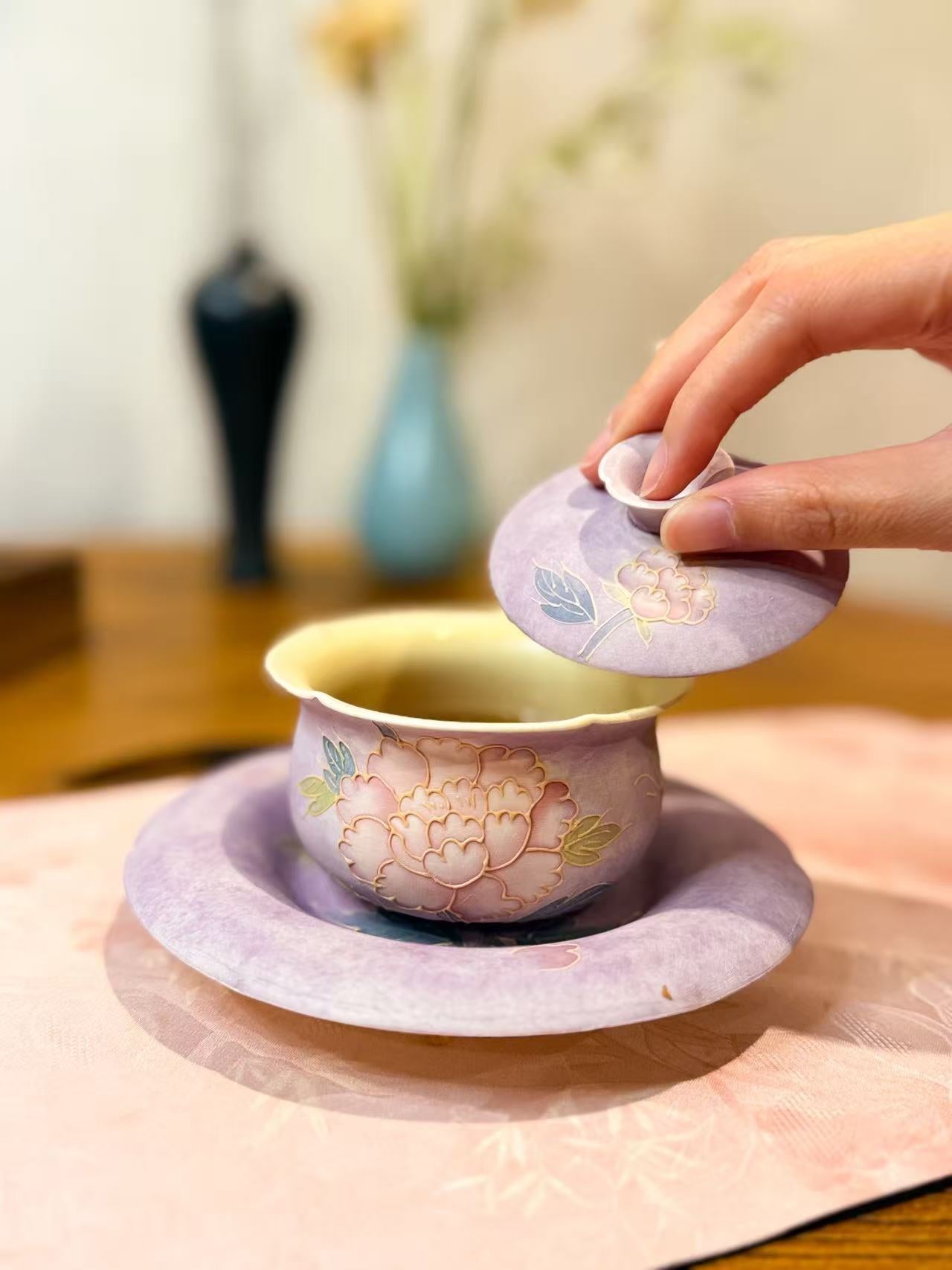 Purple Floral Gaiwan