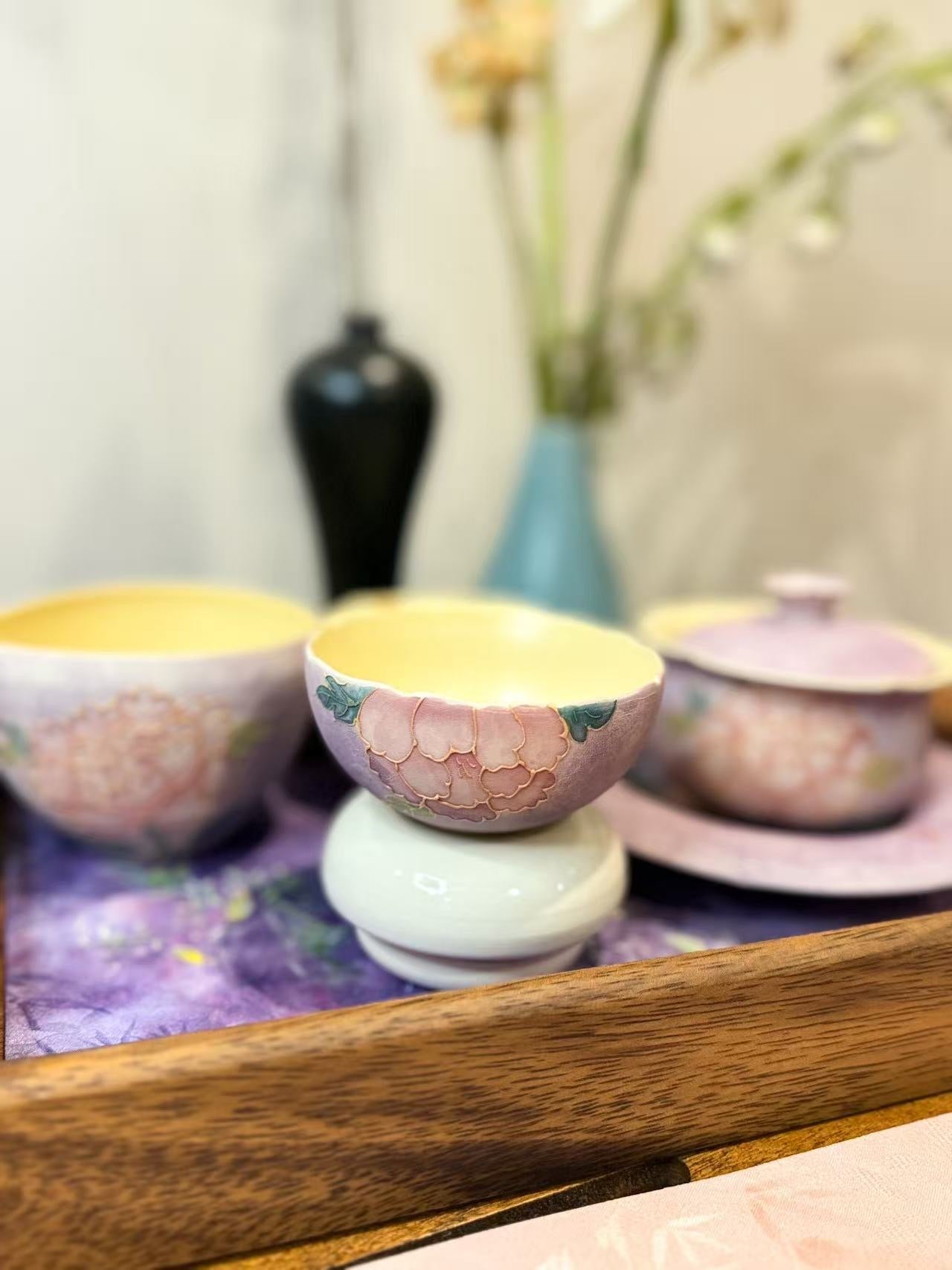 Purple Floral Wide Rim Cup