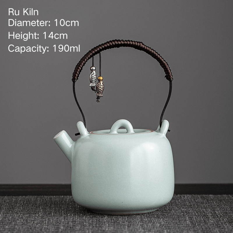 Five Great Kilns Handle-Pot Teaset Gift Hamper Set, Ru / Jun / Ge / Guan / Ding Kiln,Ideal Corporate Gift for Christmas, Birthday, Housewarming, or Business Occasions - Moonlight Friday