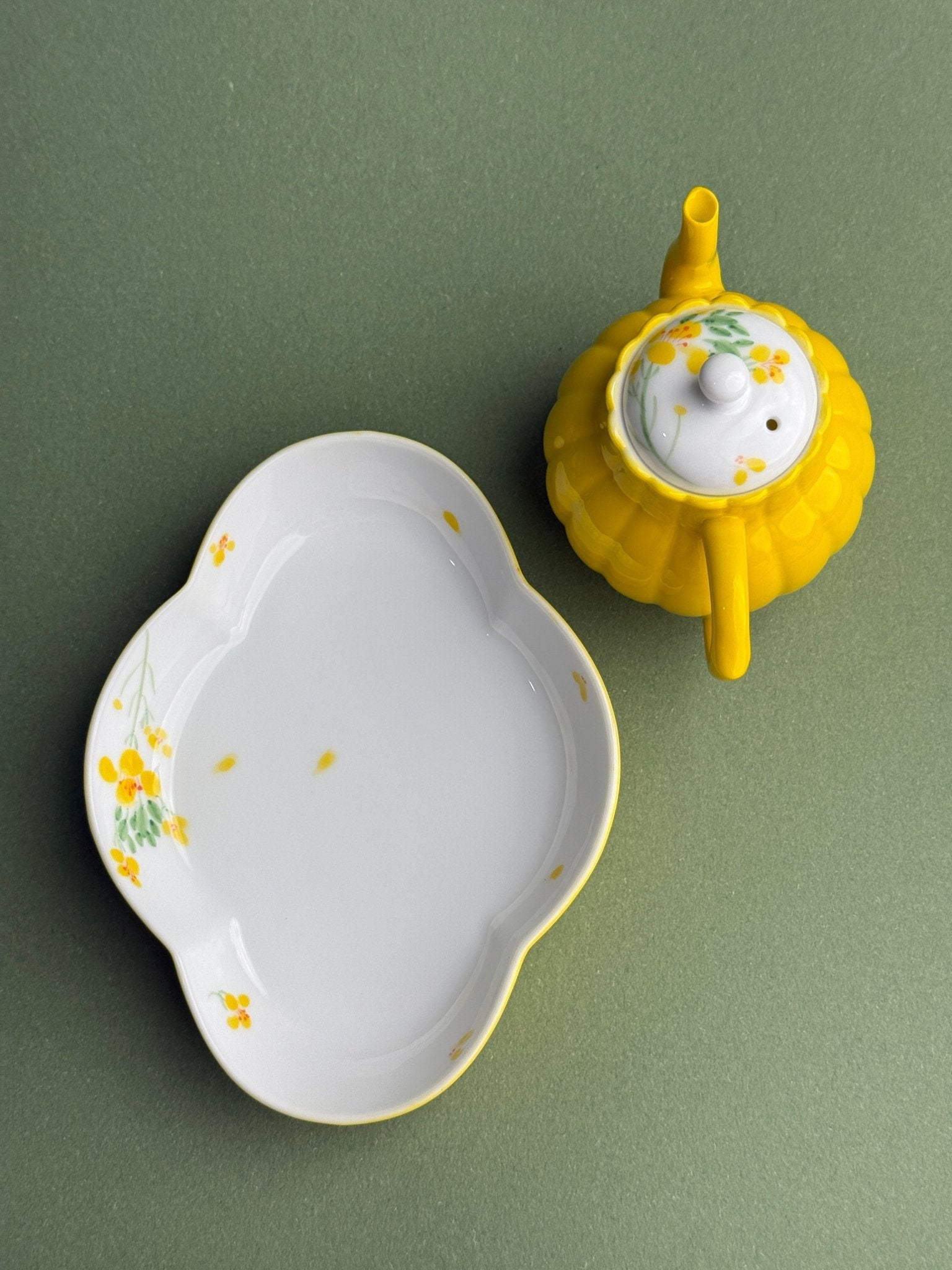 Handmade Ceramic Yellow Glaze Tea Tray - Dehua Origin - Moonlight Friday