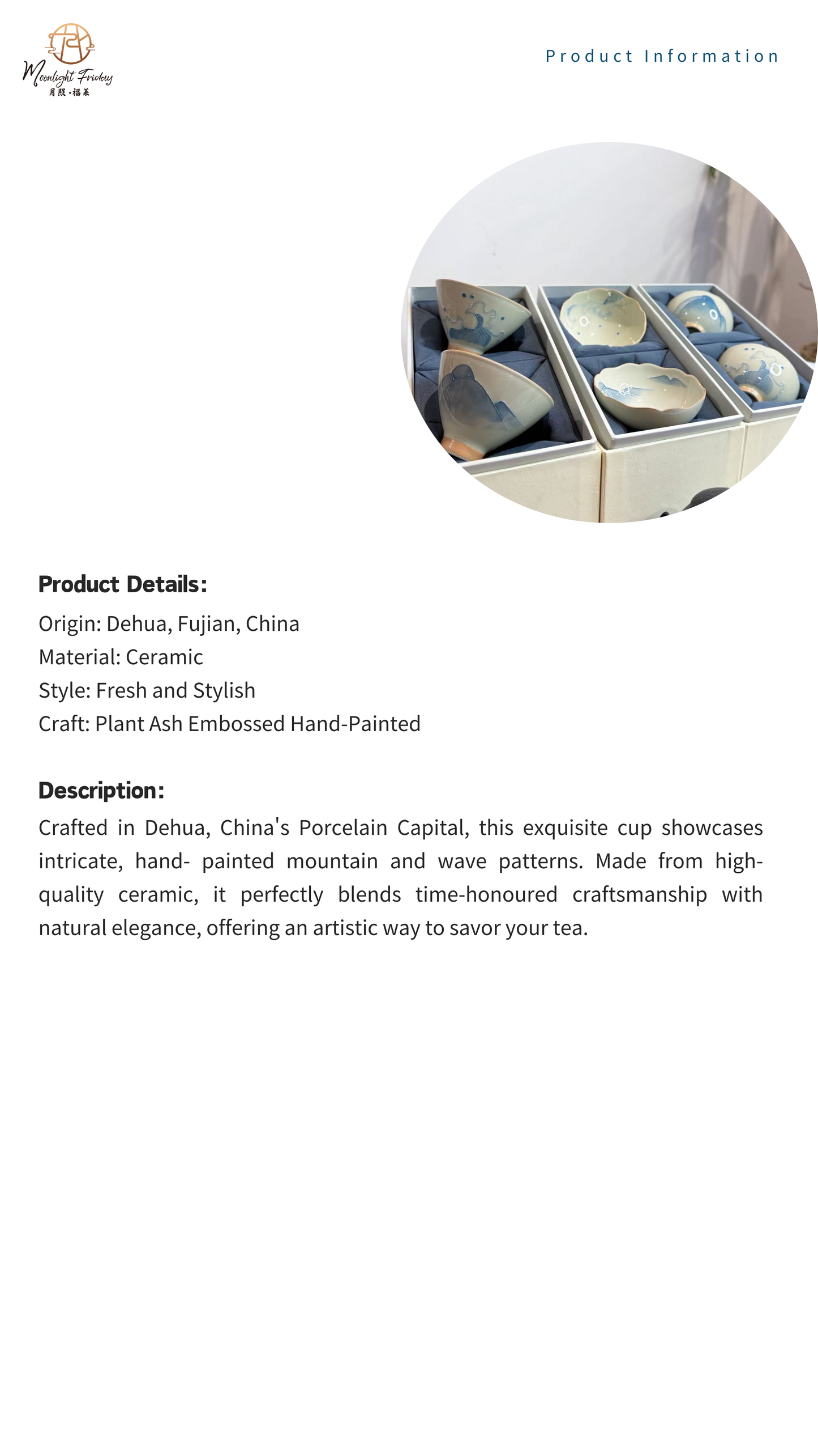 Mountains and Seas Hand-painted pair cups -- Bamboo Hat Cup