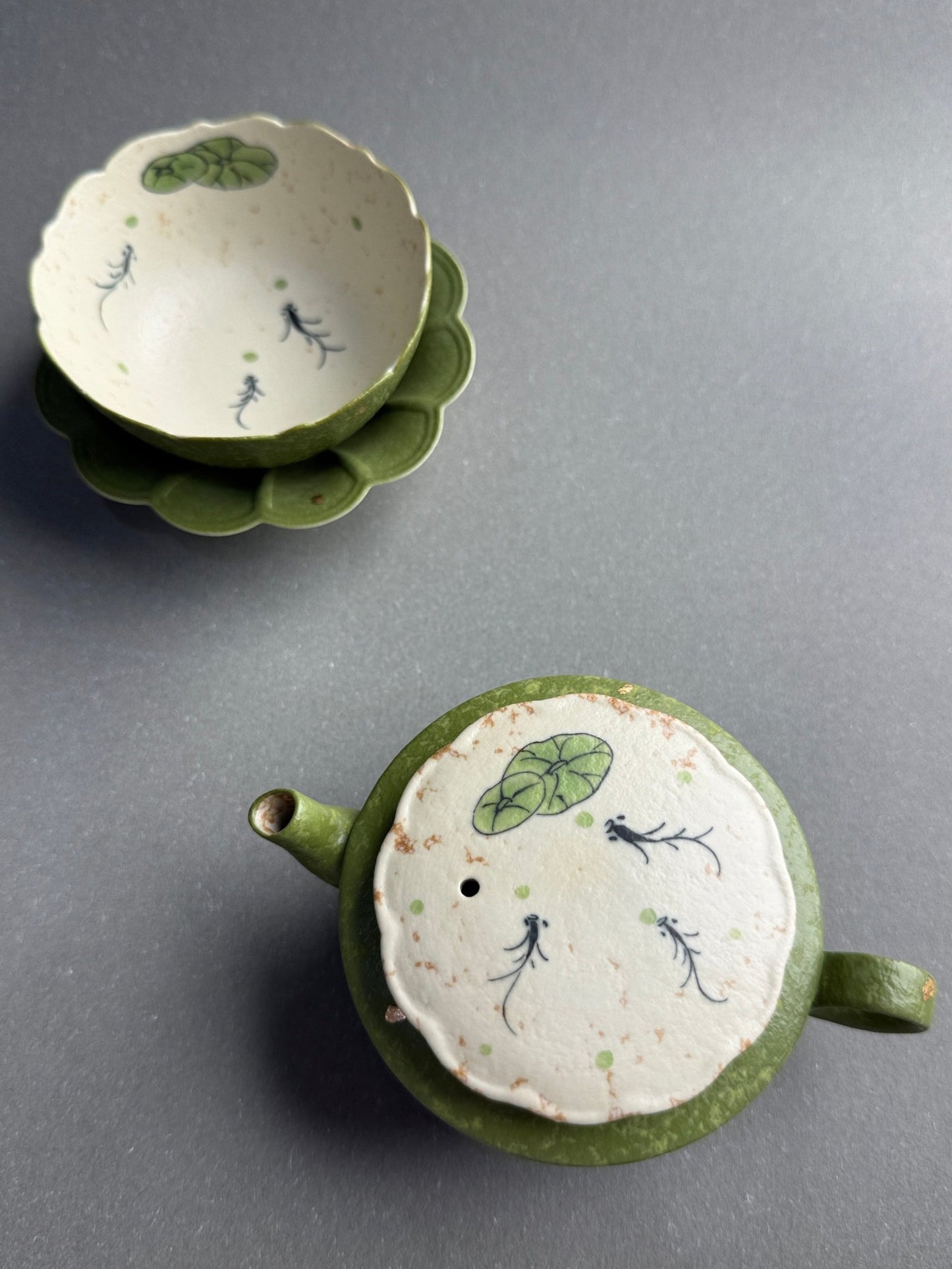 Lotus Pond Green Tea Cup & Tray Set - Moonlight Friday