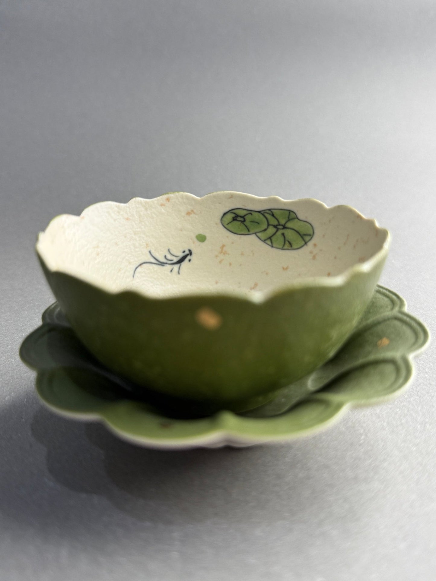 Lotus Pond Green Tea Cup & Tray Set - Moonlight Friday