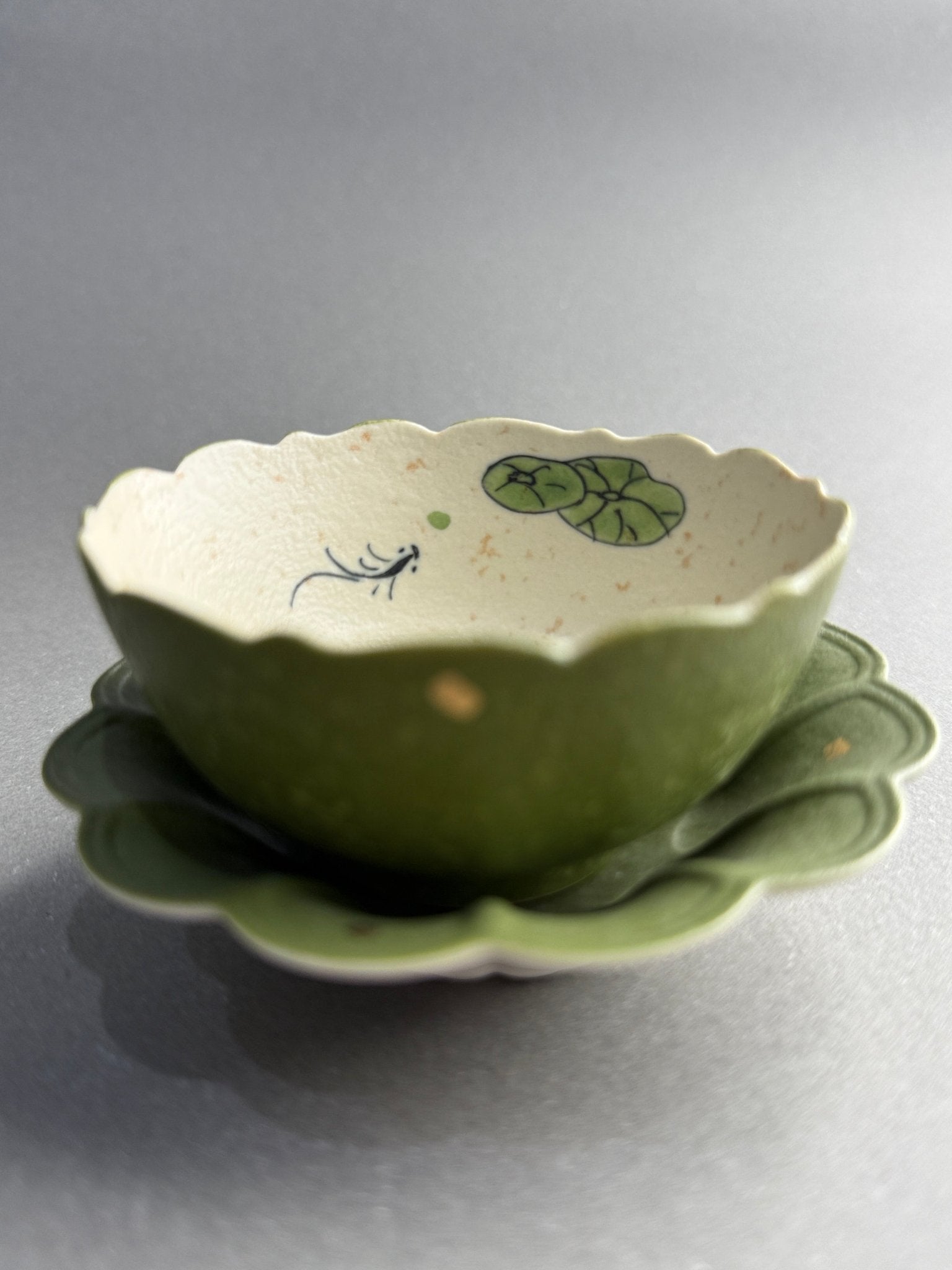 Lotus Pond Green Tea Cup & Tray Set - Moonlight Friday