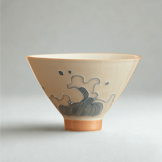 Mountains and Seas Hand-painted pair cups -- Bamboo Hat Cup - Moonlight Friday
