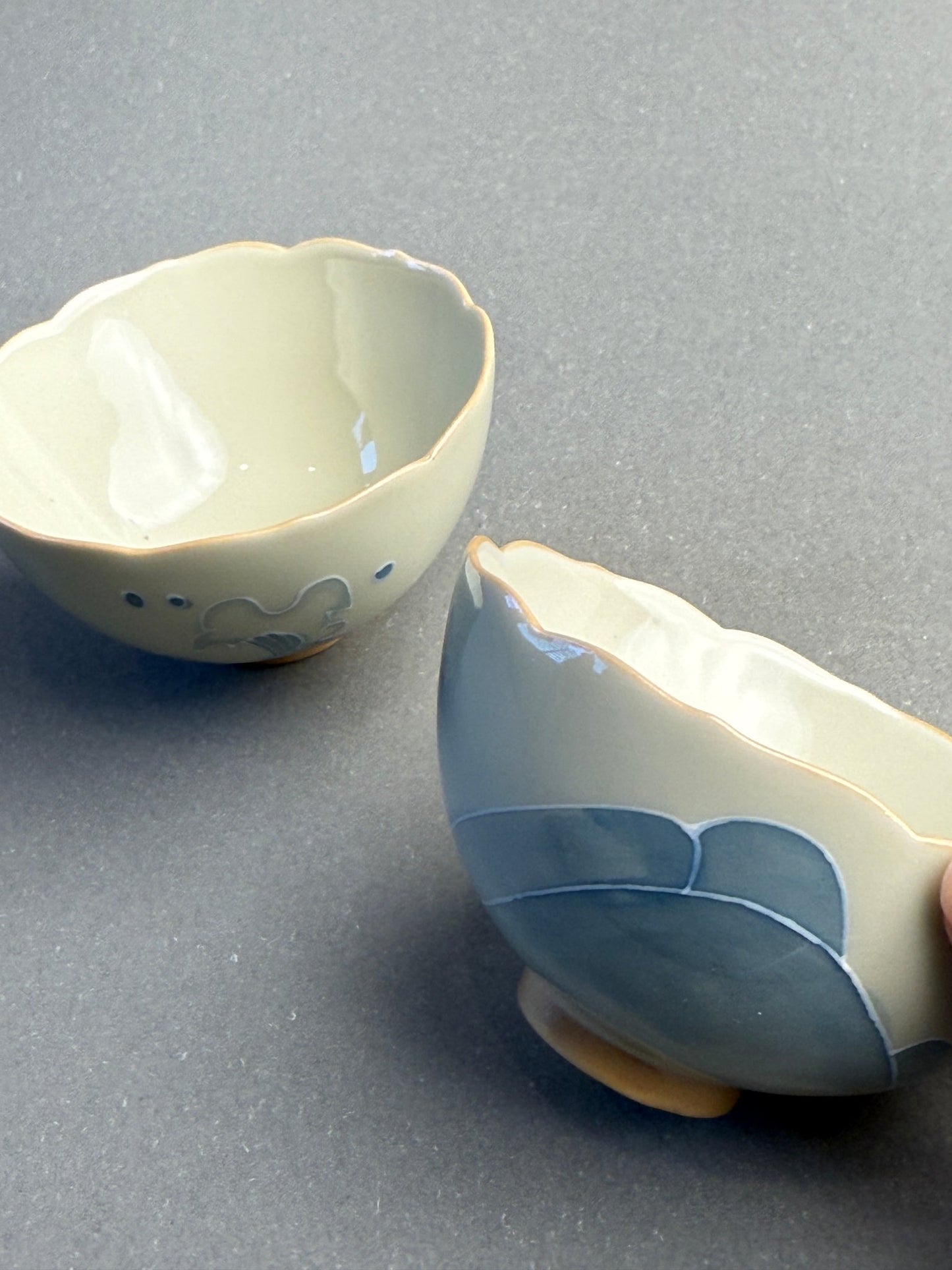 Mountains and Seas Hand - painted pair cups - Floral Rim Cup - Moonlight Friday