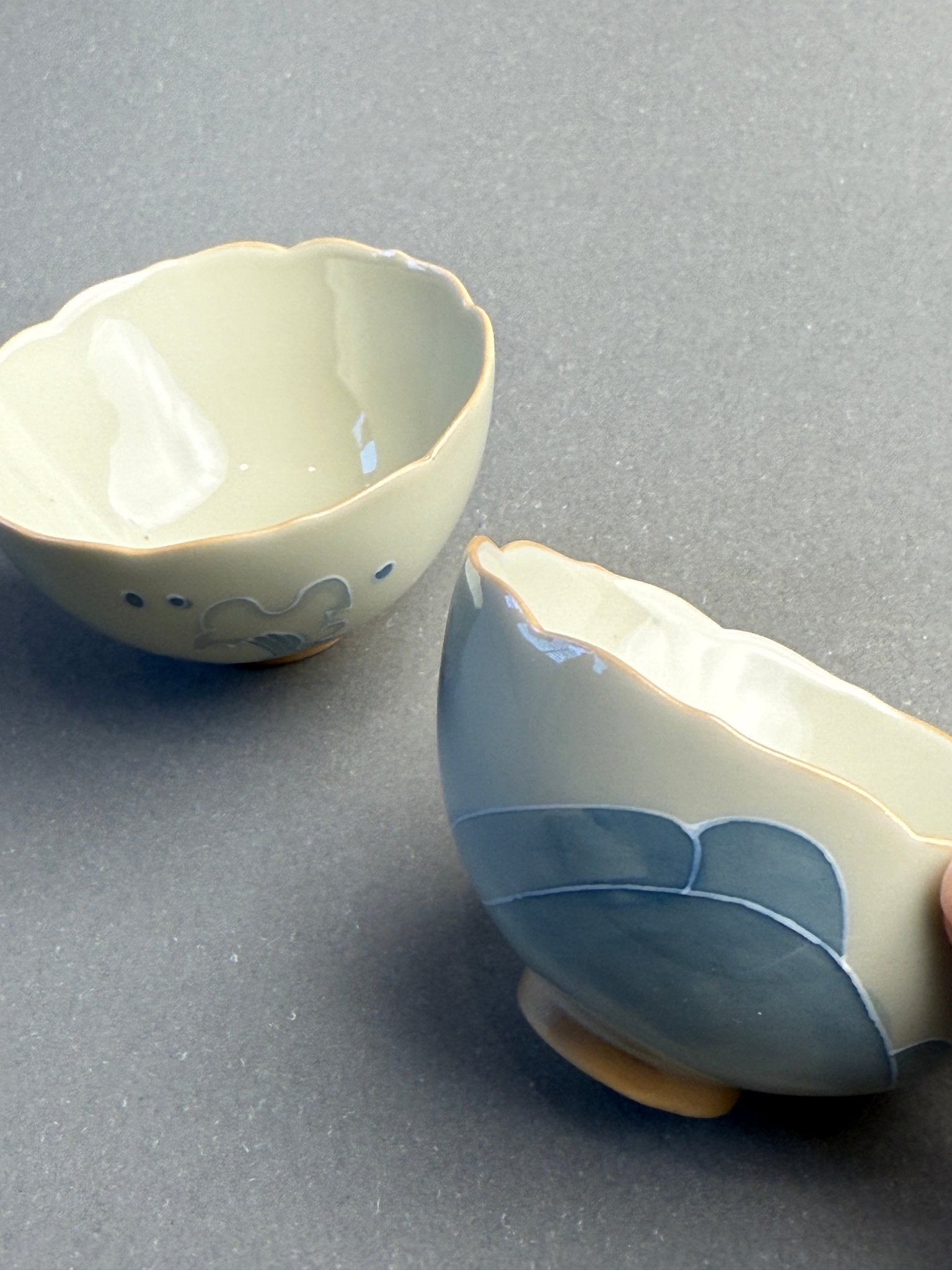 Mountains and Seas Hand - painted pair cups - Floral Rim Cup - Moonlight Friday