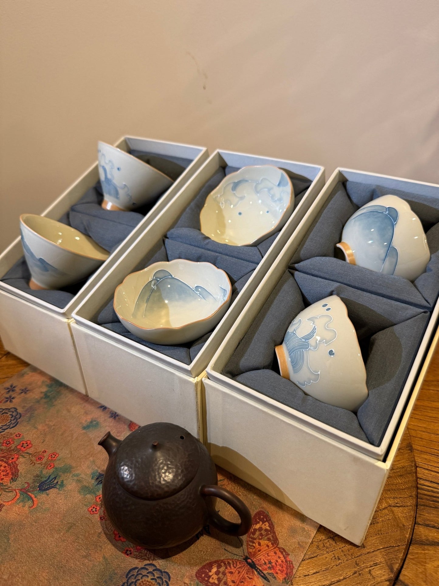 Mountains and Seas Hand-painted pair cups -- Wide Rim Cup - Moonlight Friday