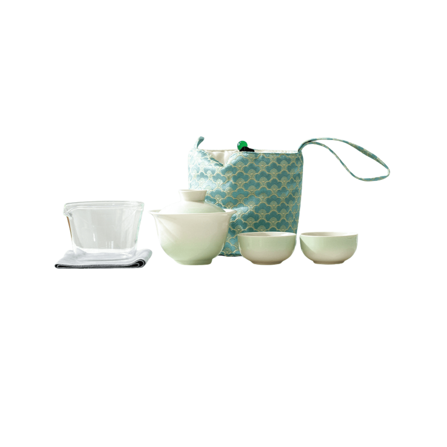 Portable Plant Ash Glaze Tea Set for 1-2 People, Ceramic / Glass, Carry Case Included - Moonlight Friday