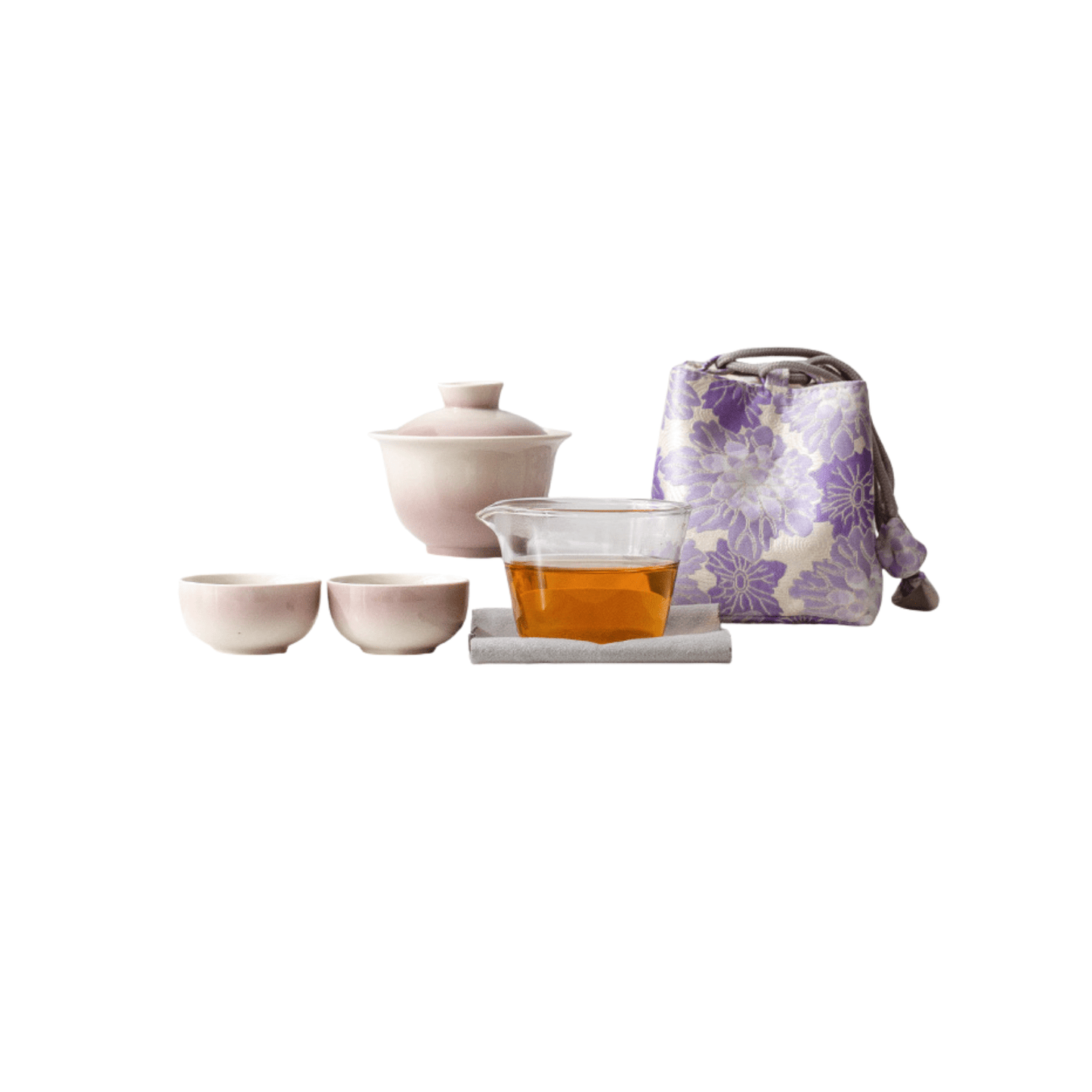 Portable Plant Ash Glaze Tea Set for 1-2 People, Ceramic / Glass, Carry Case Included - Moonlight Friday