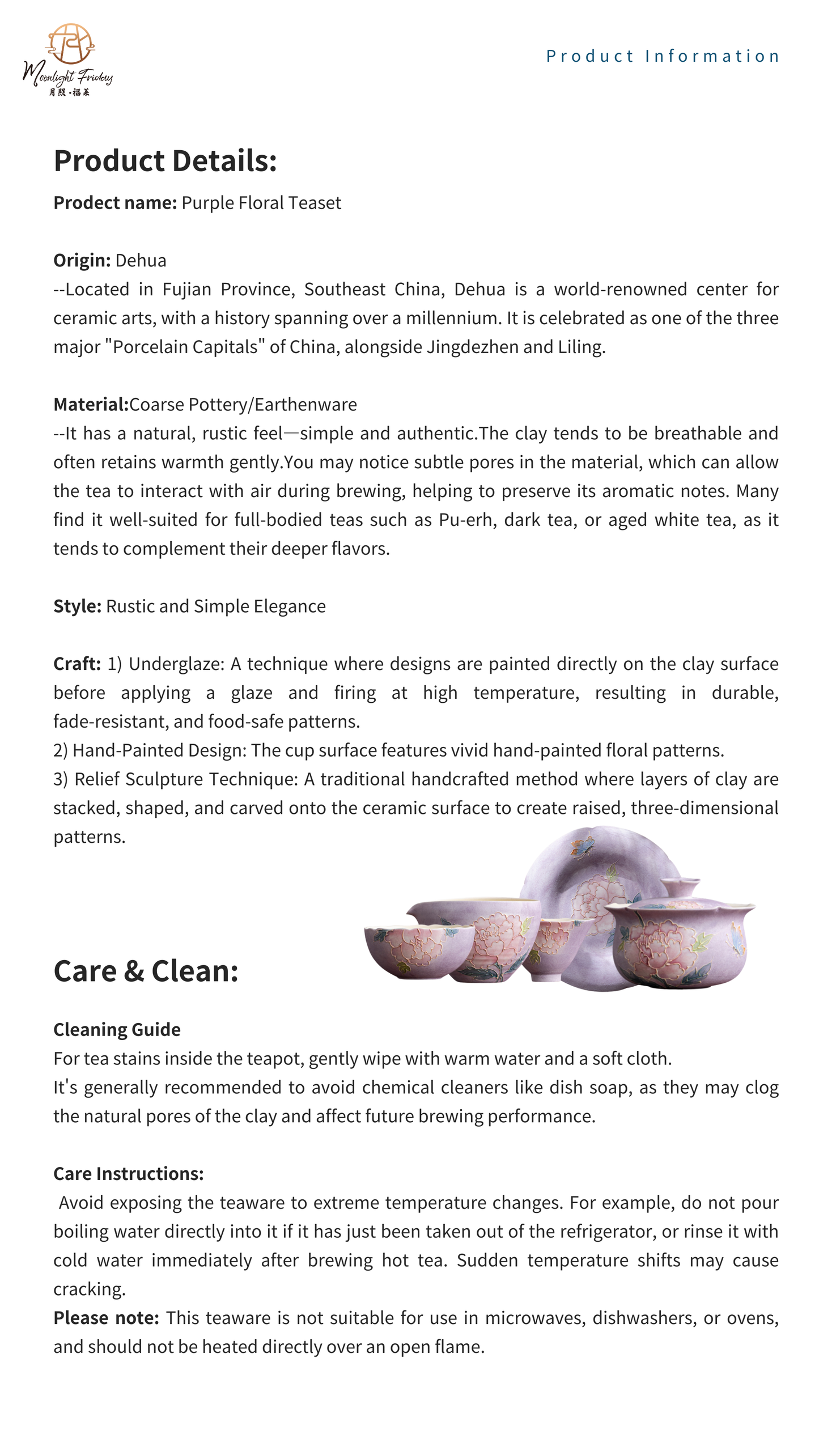 Purple Floral Tea Set