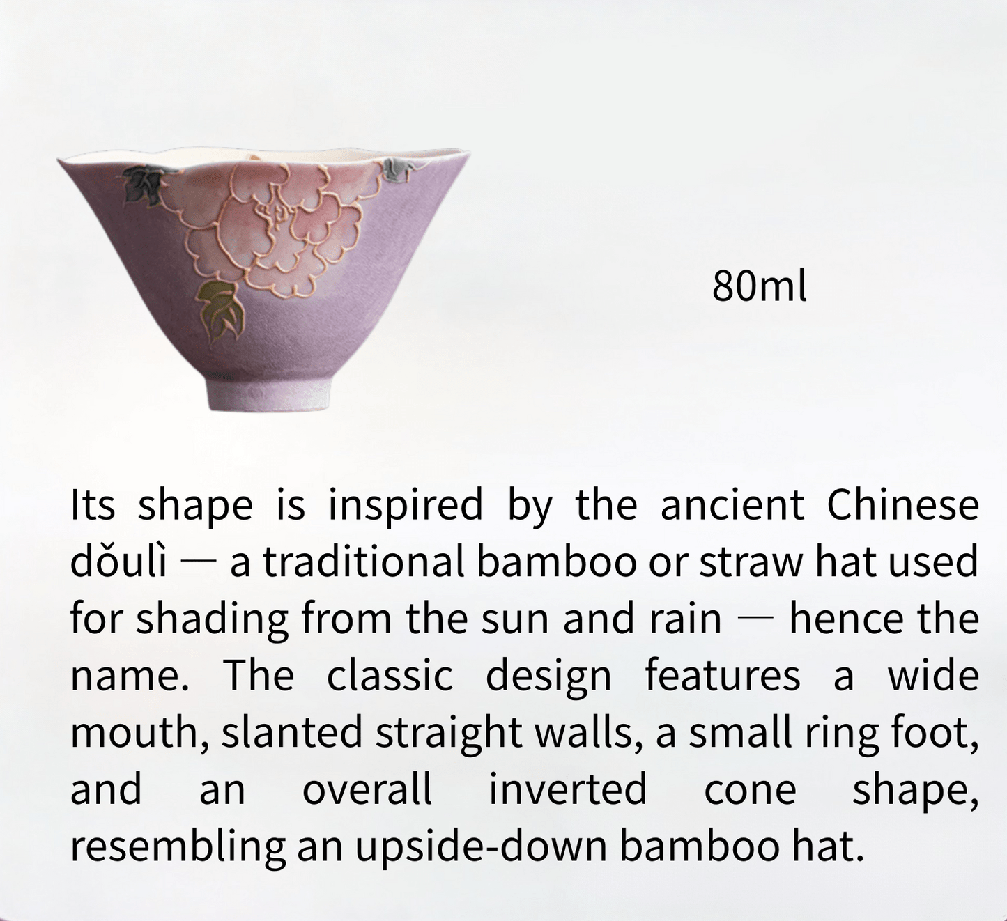 Hand-Painted Rustic Bamboo Hat Cup, Coarse Pottery, Dehua, China - Elegant Relief Sculpture Design - Moonlight Friday