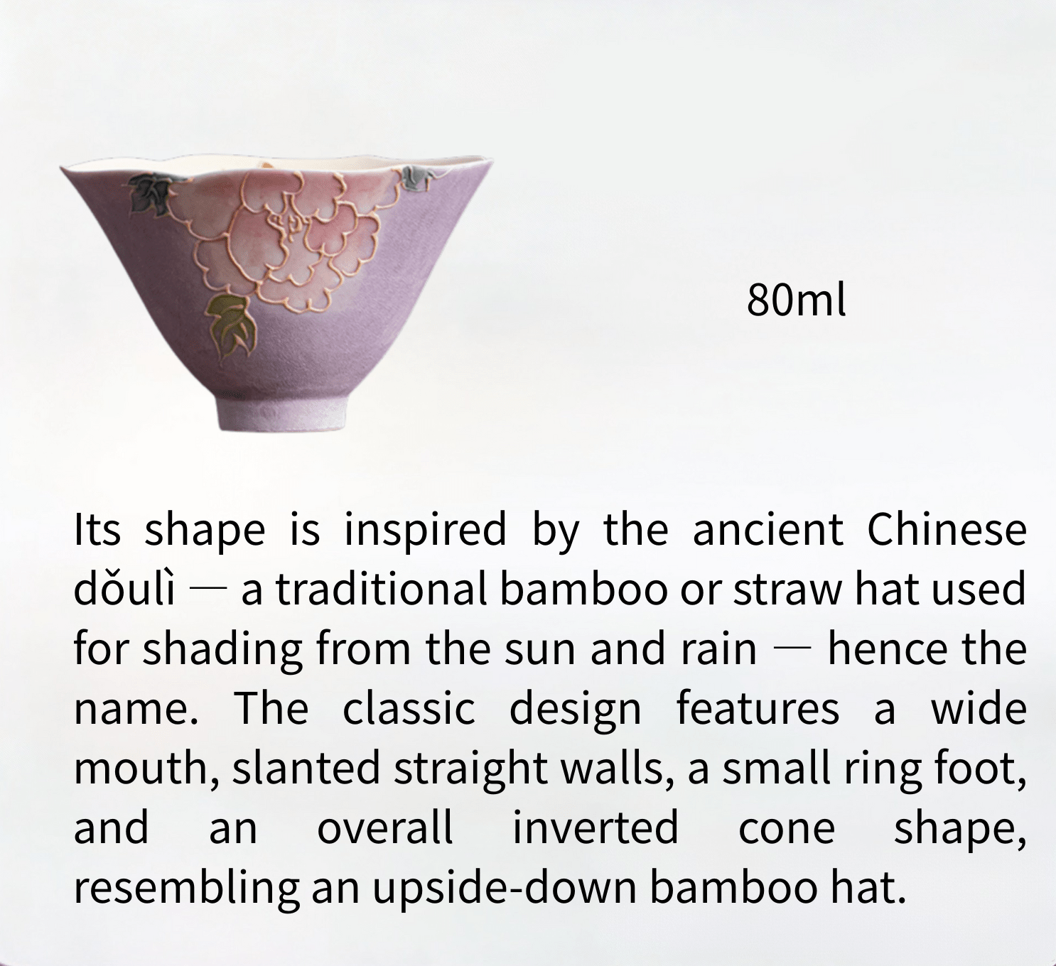 Hand-Painted Rustic Bamboo Hat Cup, Coarse Pottery, Dehua, China - Elegant Relief Sculpture Design - Moonlight Friday
