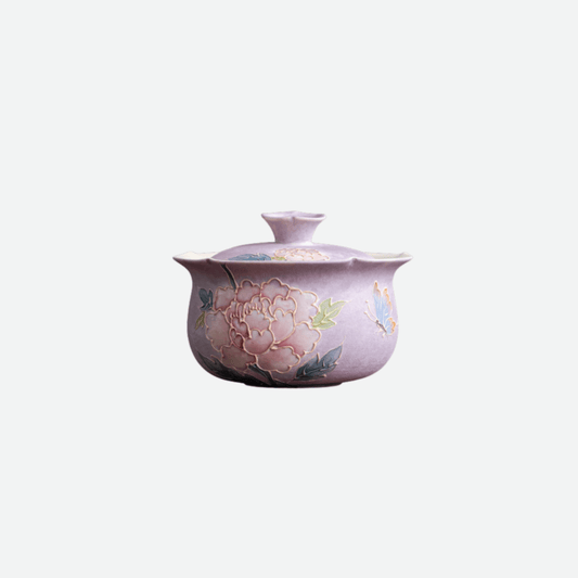 150ml Gaiwan Tea Set, Hand-Painted Rustic Elegance with Relief Sculpture Design - Moonlight Friday