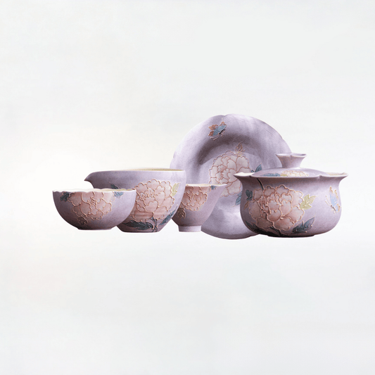 Dehua Coarse Pottery Tea Set - Rustic Elegance with Hand-Painted Design - Moonlight Friday