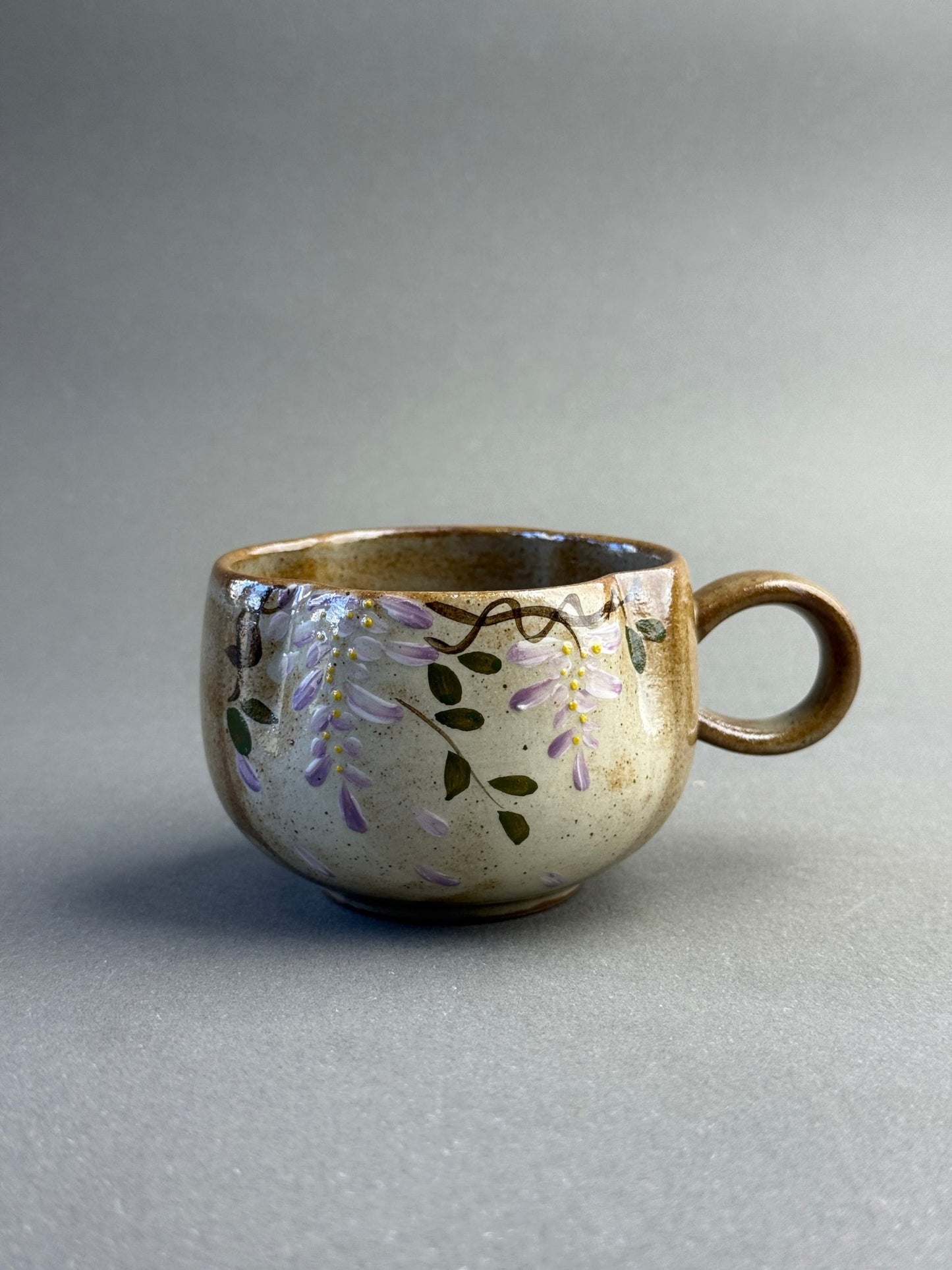 Raw Ore Clay Hand - Painted Wisteria Coffee Cup & Saucer Set - Moonlight Friday