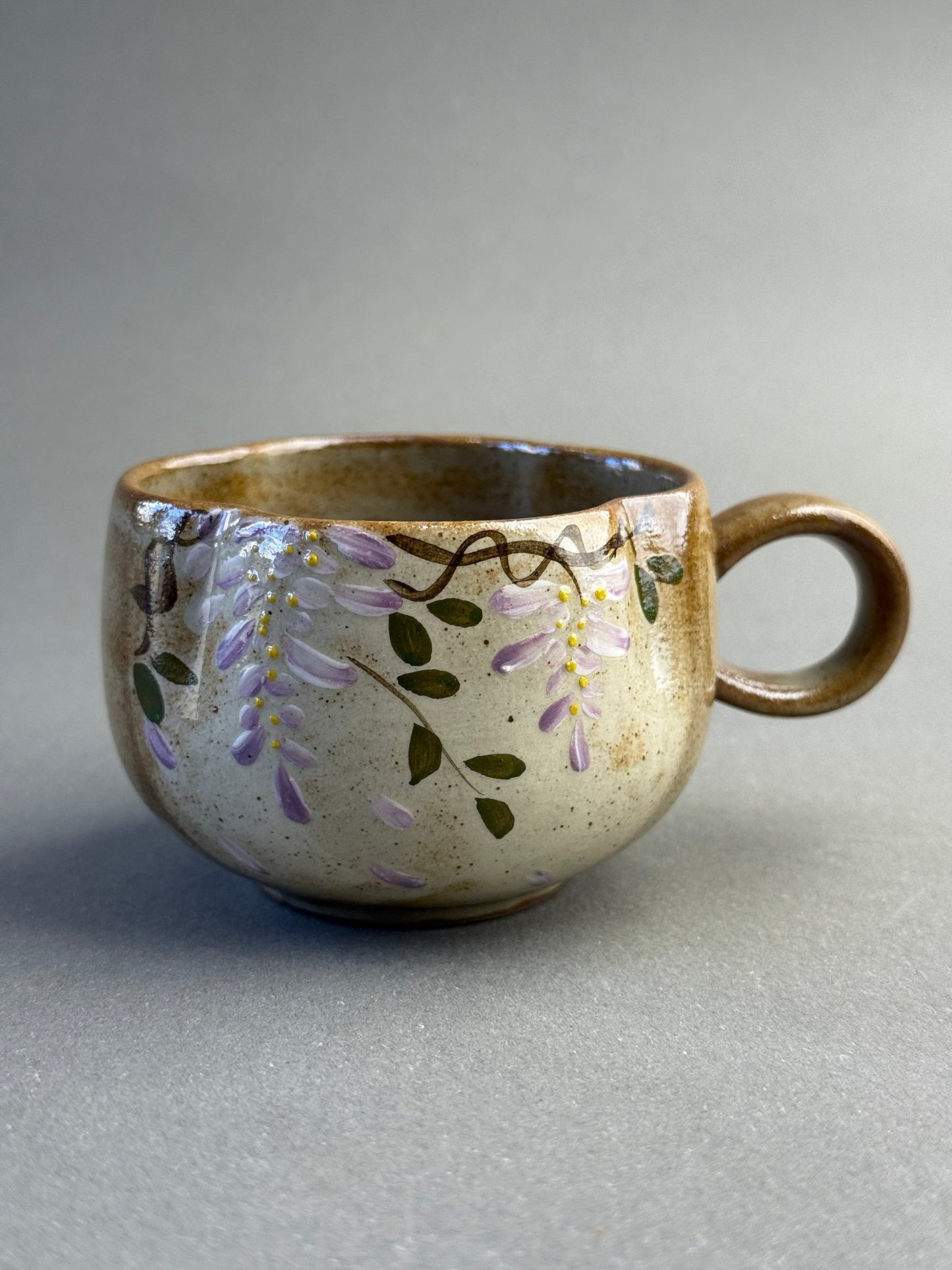 Raw Ore Clay Hand - Painted Wisteria Coffee Cup & Saucer Set - Moonlight Friday