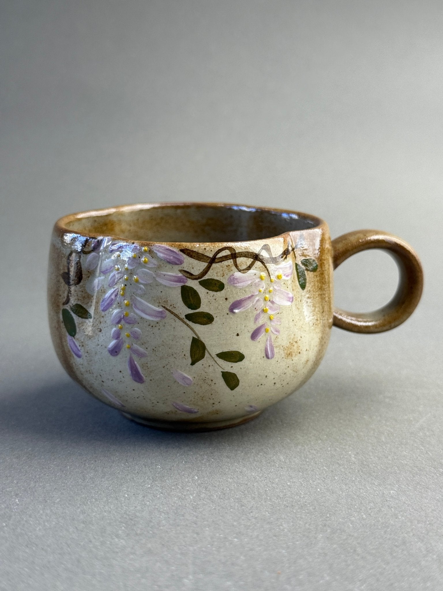 Raw Ore Clay Hand - Painted Wisteria Coffee Cup & Saucer Set - Moonlight Friday