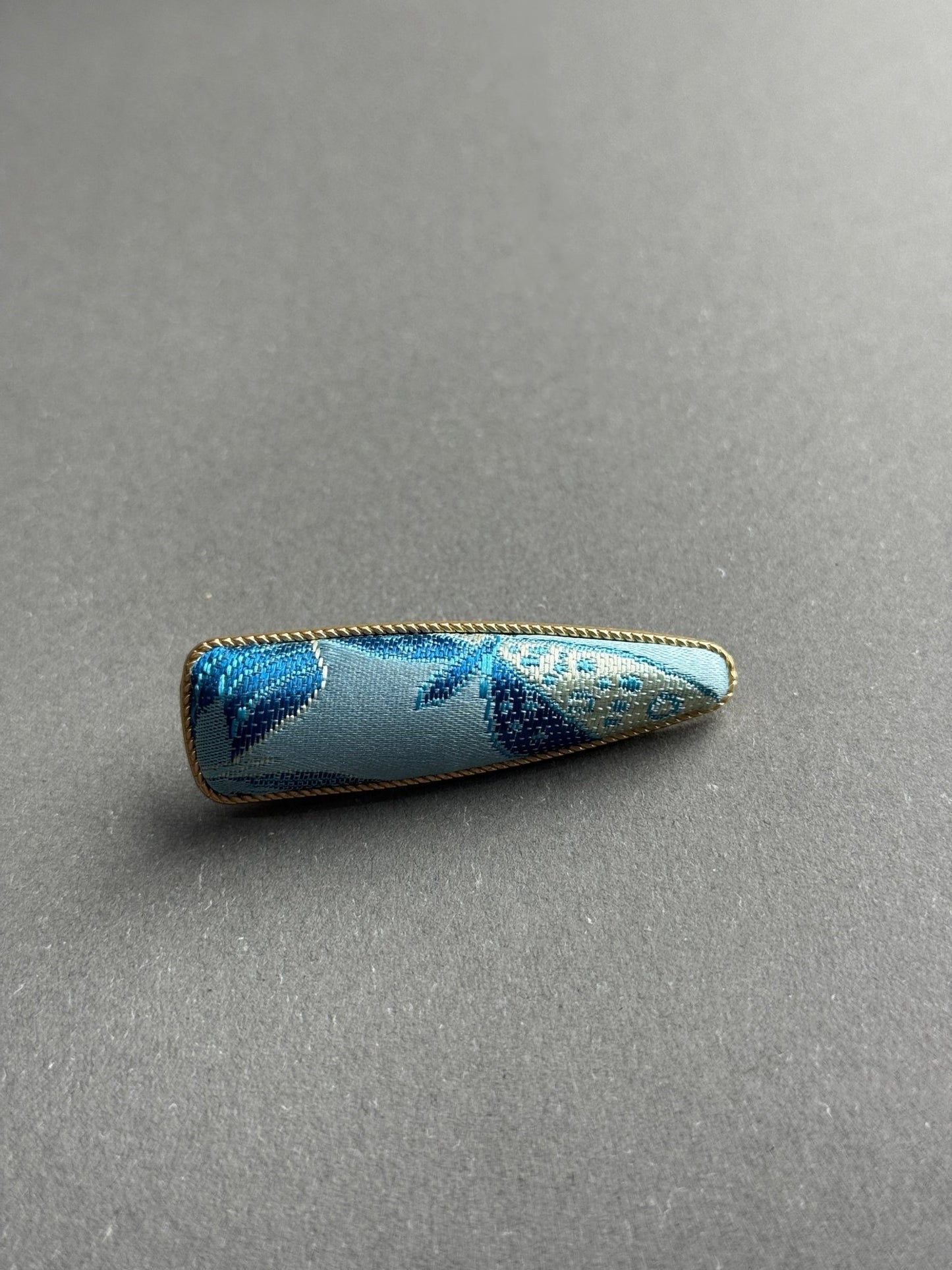 Song Jin Hair Clip Long Triangle Shape Blue Leaves Pattern - Moonlight Friday