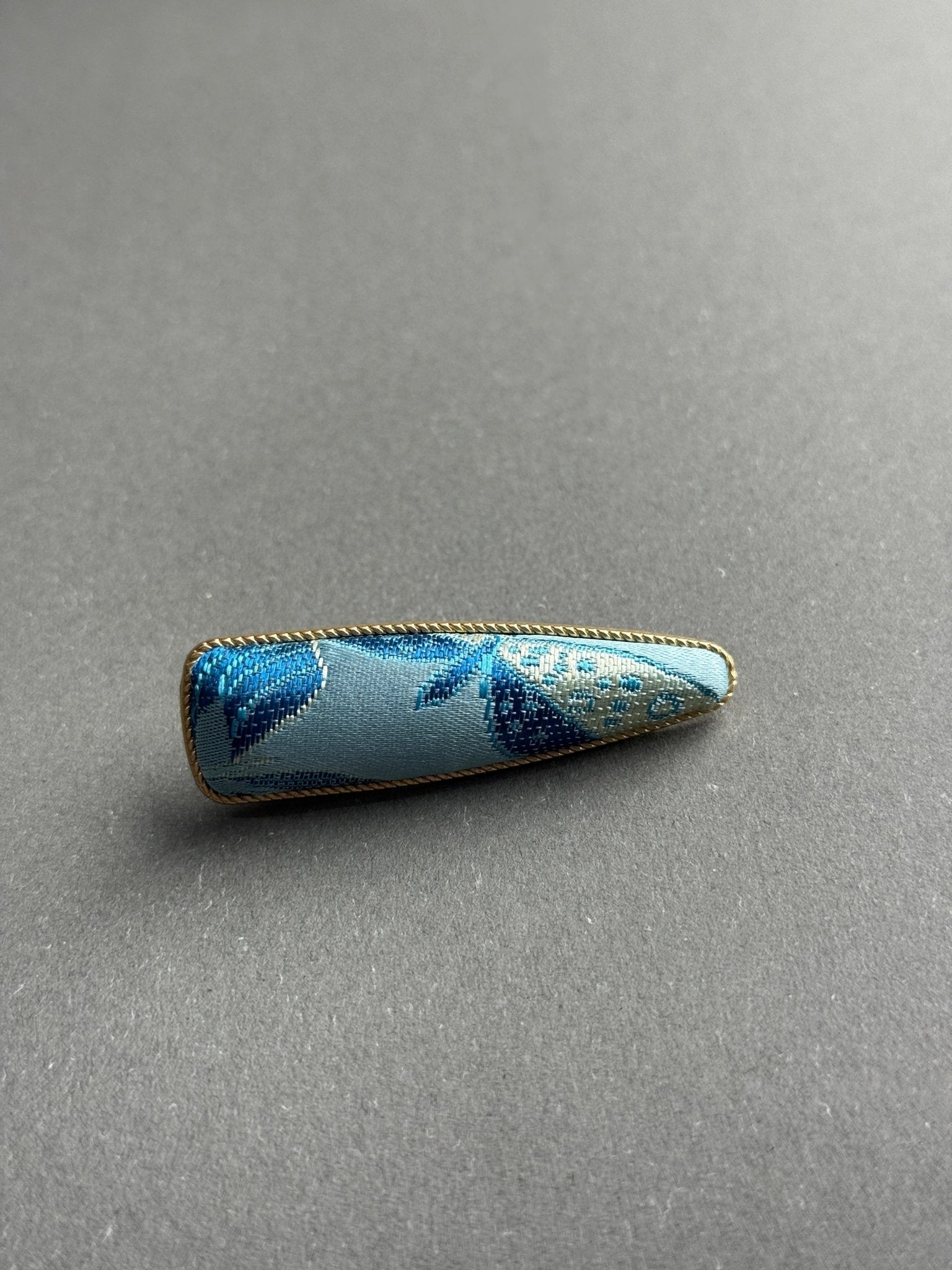 Song Jin Hair Clip Long Triangle Shape Blue Leaves Pattern - Moonlight Friday