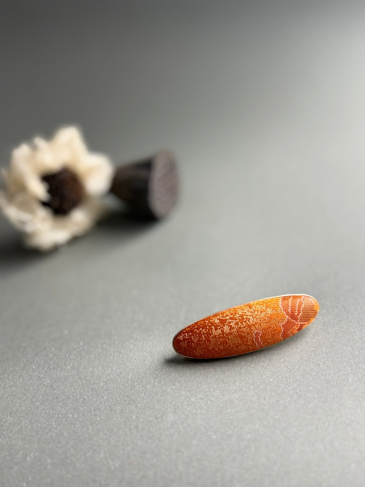 Song Jin Hair Clip Oval Shape Fresh Orange Traditional Pattern - Moonlight Friday