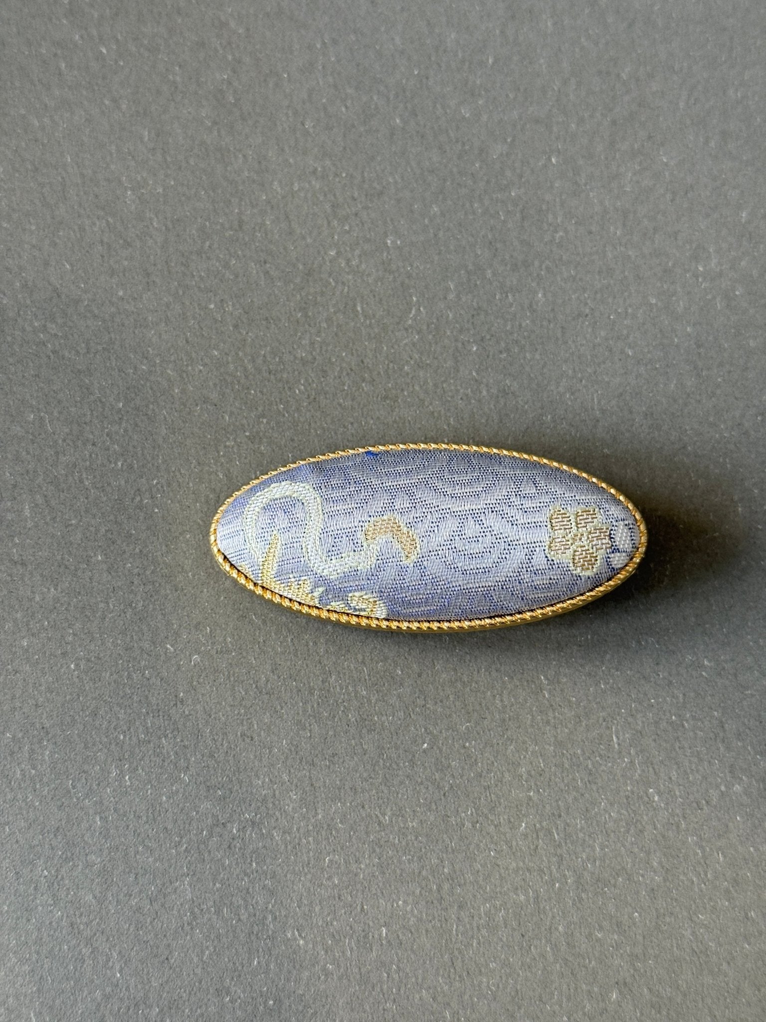 Song Jin Hair Clip Oval Shape Purple Little Flower Traditional Pattern - Moonlight Friday