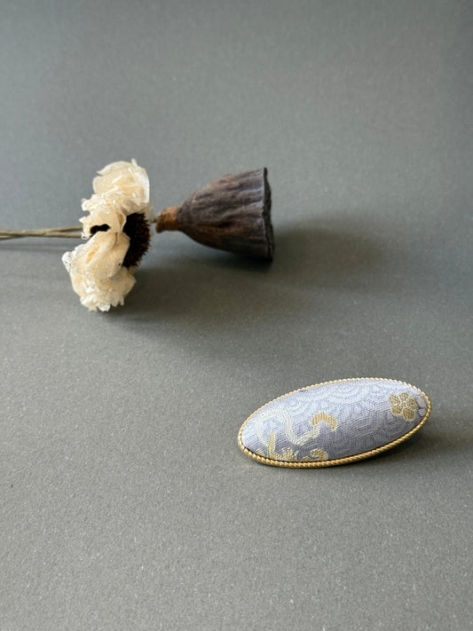 Song Jin Hair Clip Oval Shape Purple Little Flower Traditional Pattern - Moonlight Friday