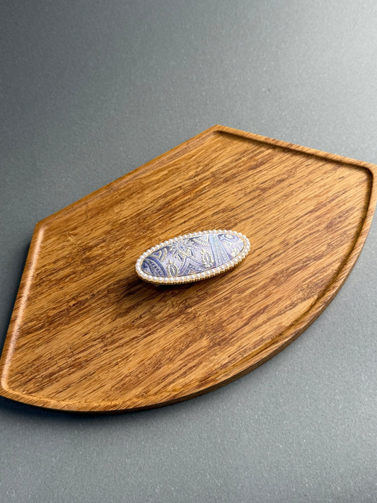 Song Jin Hair Clip Oval Shape Purple Pattern + Pearl Edge - Moonlight Friday